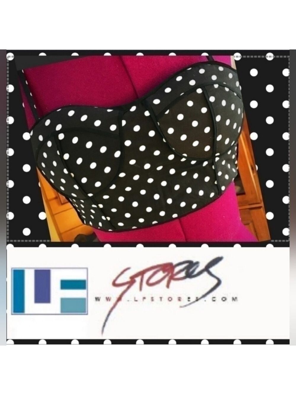New LF Stores Ploka Dot Crop Top Bralette Bustier Top Lf Millau Size Small .